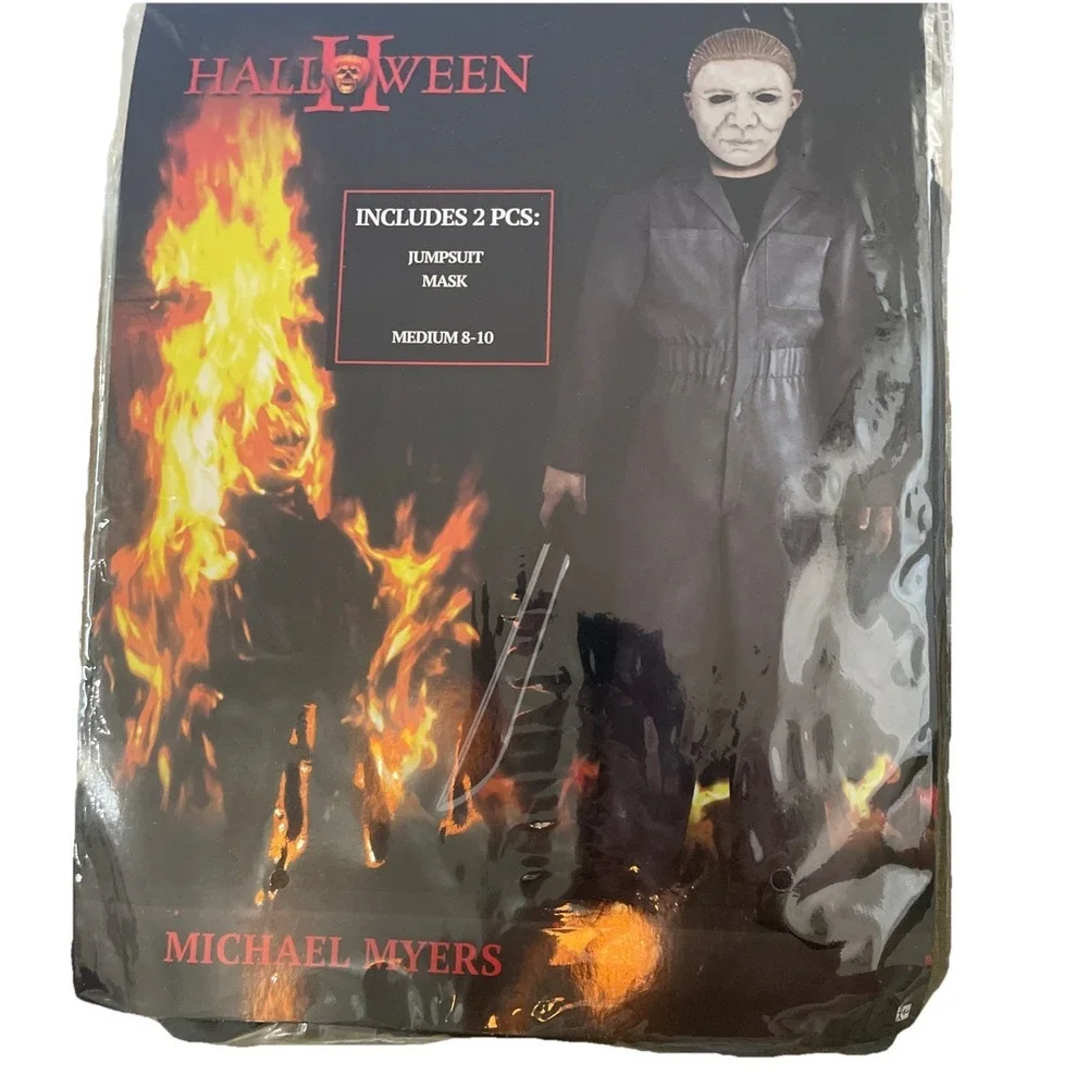 Halloween Michael Myers Jumpsuit & Mask Costume Size Youth M 8-10 New Halloween - Picture 7 of 10